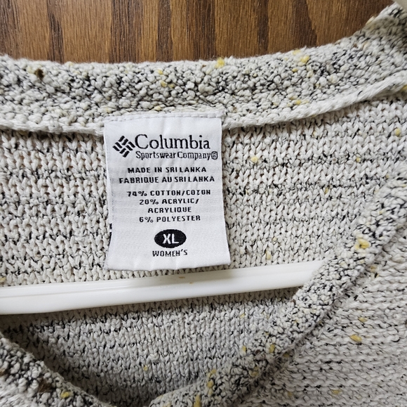 Columbia v-Neck Roll Edge Sweater XL Tan Pullover Blend Fabric - Picture 3 of 7